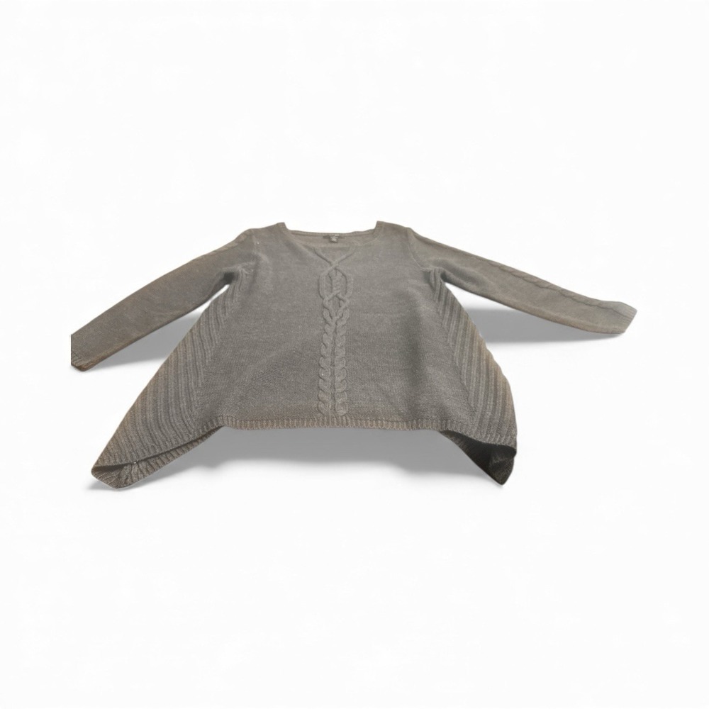 Style &‎ Co Womens Sweater 1X NWT Charcoal Gray Asymmetric Hem Acrylic Knit Chic